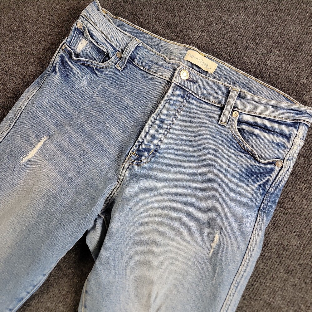 Gap 1969 Real Straight Jeans Women's 33R Light Wash High Rise Straight Leg
